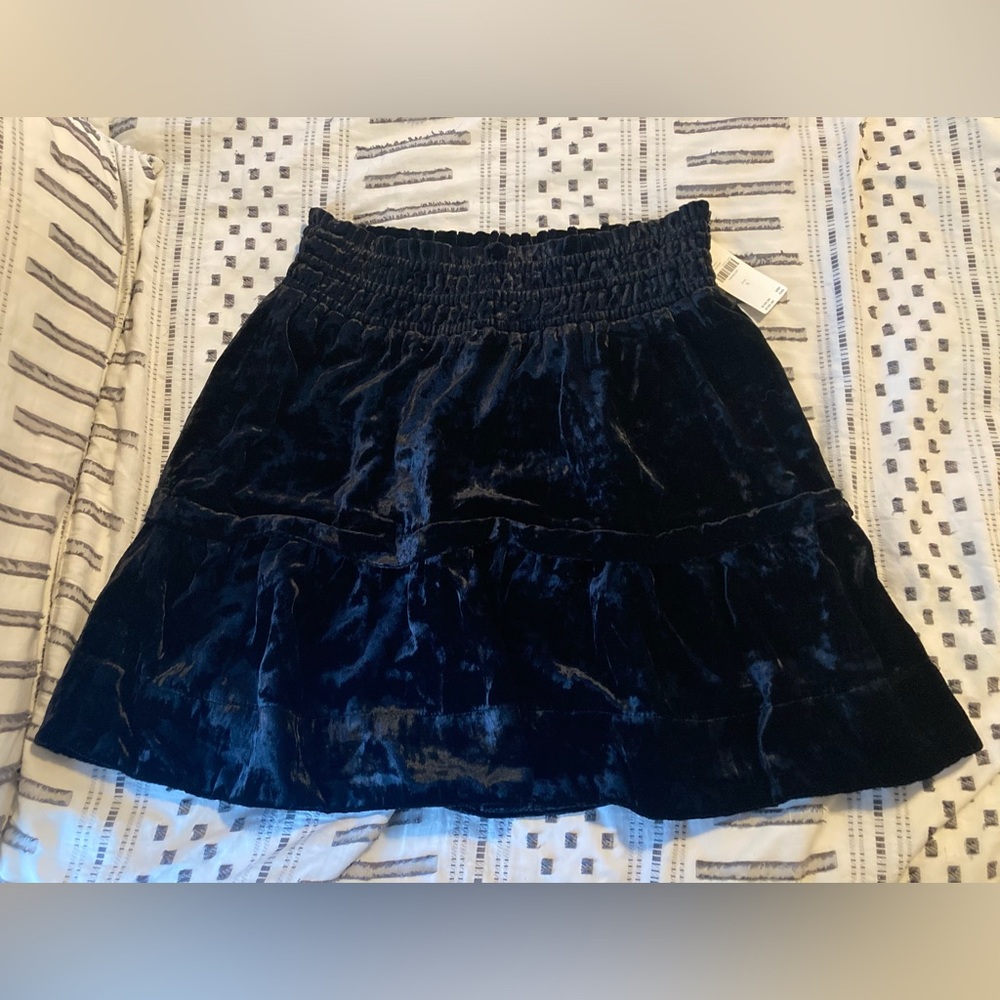 Anthropologie Black Velvet Mini Skirt